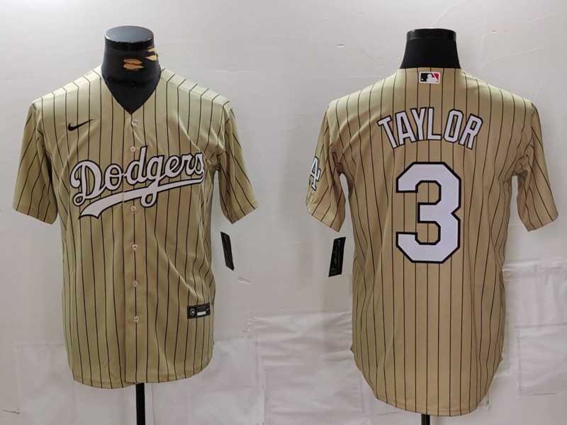 Men%27s Los Angeles Dodgers #3 Chris Taylor Cream Pinstripe Stitched Cool Base Nike Jersey->kansas city royals->MLB Jersey